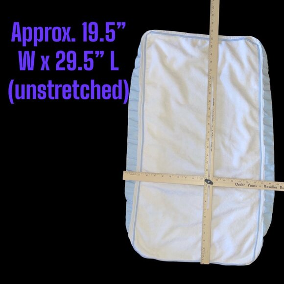 Pottery Barn Kids White & Blue Changing Pad Cover With Elasticized Corners & Rib - Picture 2 of 8